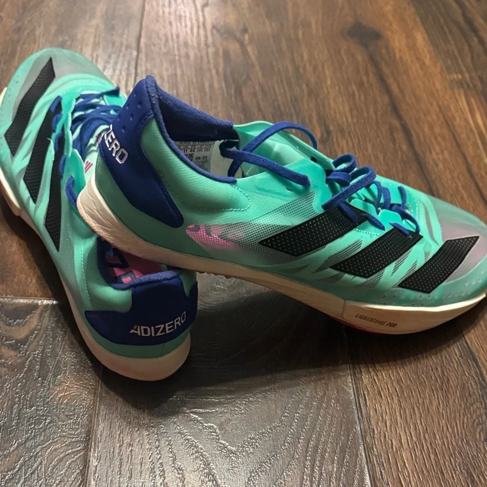 NWOT Adidas-Abizero Ambition - Men's Teal and Black Track Shoes - Size 11.5